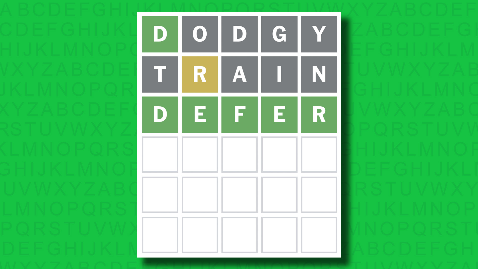 NYT Wordle answer for game 1554 on a green background